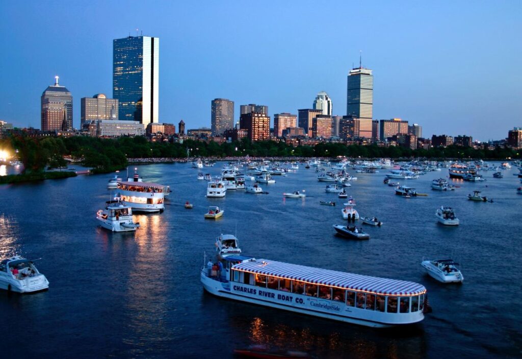 boston skyline with harbor